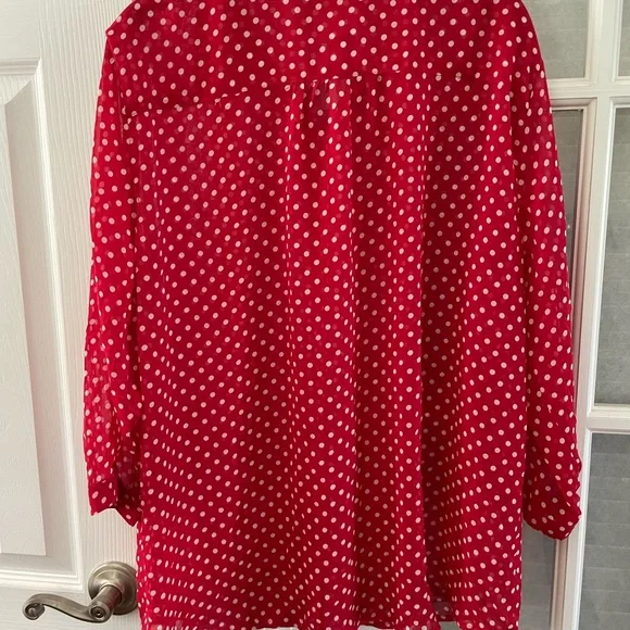 Chico's Scarlet and White Polka Dot Blouse - Picture 5 of 5
